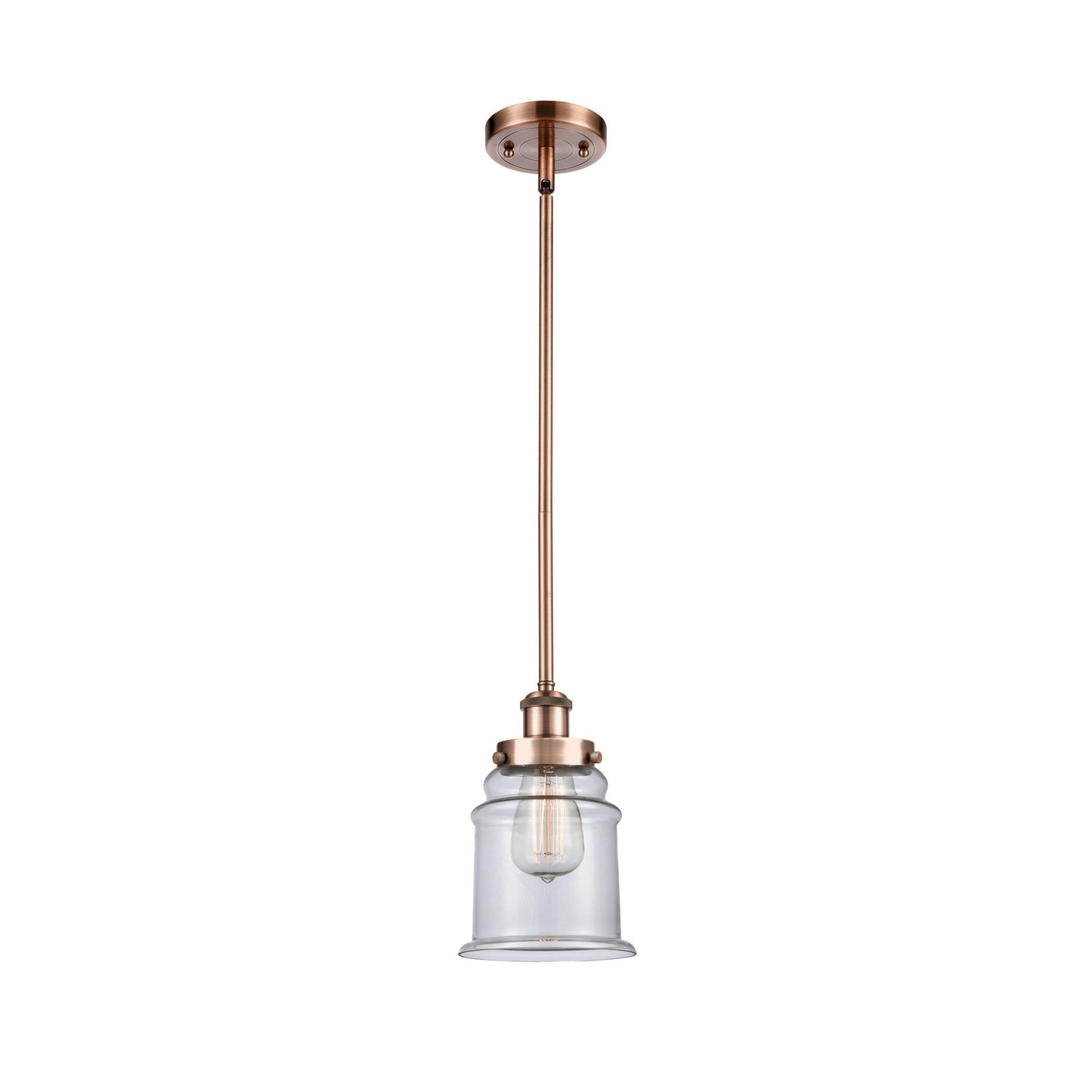 Innovations Canton 6in 1-Light Mini Pendant | Modern Contempo Antique Copper Steel and Clear Glass | Kitchen Island & Dining Room | Model 916-1S-AC-G182