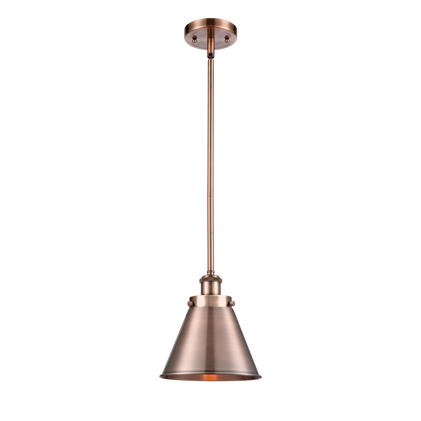 Innovations Appalachian 7in 1-Light Mini Pendant | Industrial Antique Copper Steel and Metal Shade | Kitchen Island | Model 916-1S-AC-M13-AC