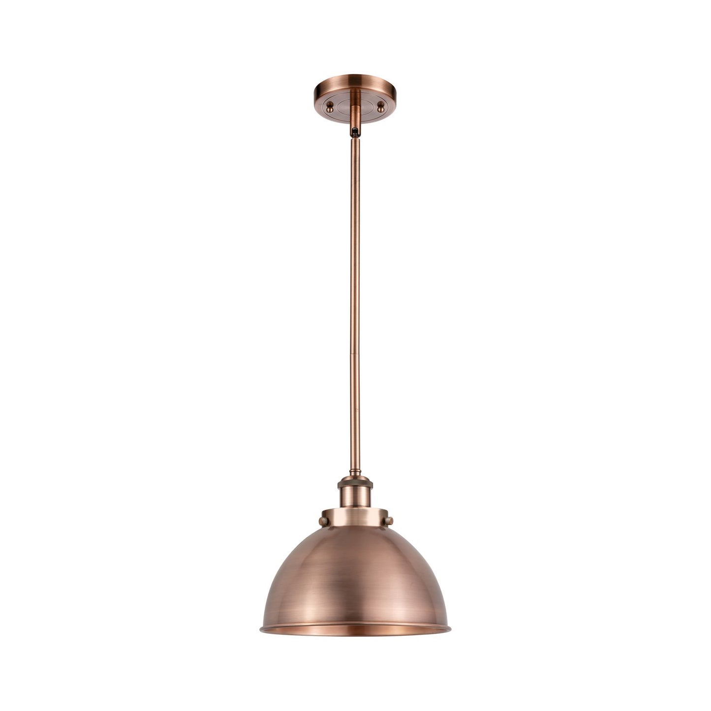Innovations Derby 10in 1-Light Pendant | Industrial Antique Copper Steel and Antique Copper Metal Shade | Kitchen Island & | Model 916-1S-AC-MFD-10-AC