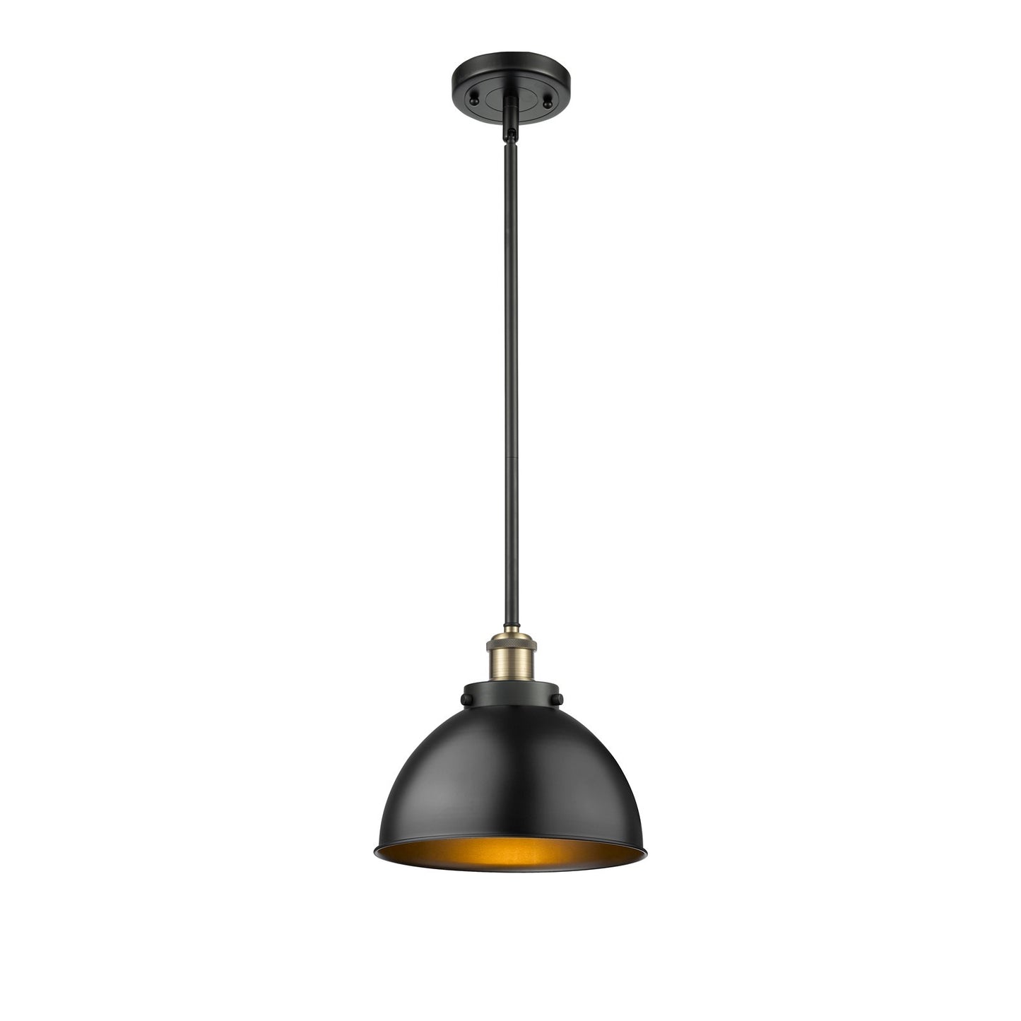 Innovations Derby 10in 1-Light Pendant | Industrial Black Antique Brass and Matte Black Metal | Kitchen Island & Dining | Model 916-1S-BAB-MFD-10-BK-LED