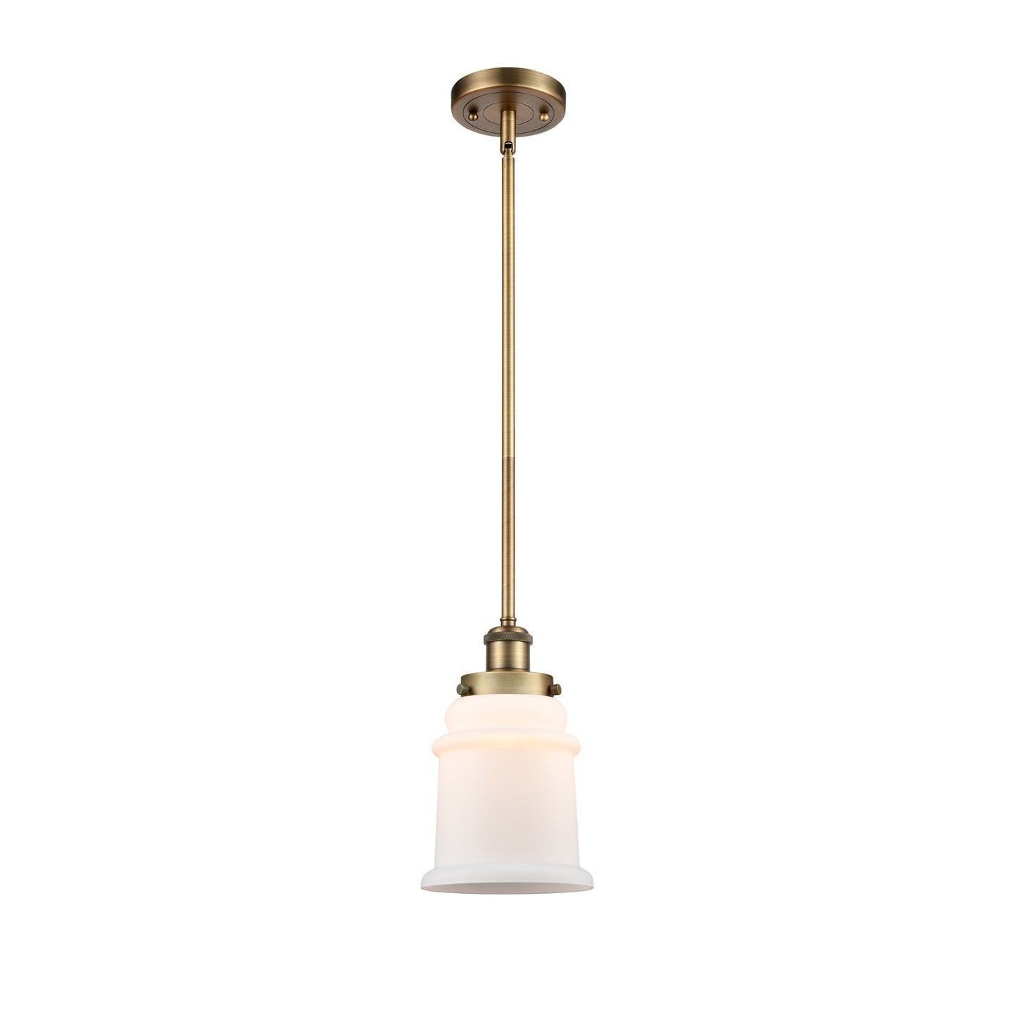 Innovations Canton 6in 1-Light Mini Pendant | Modern Transitional Brushed Brass and Matte White Frosted Glass | Kitchen Island & | Model 916-1S-BB-G181