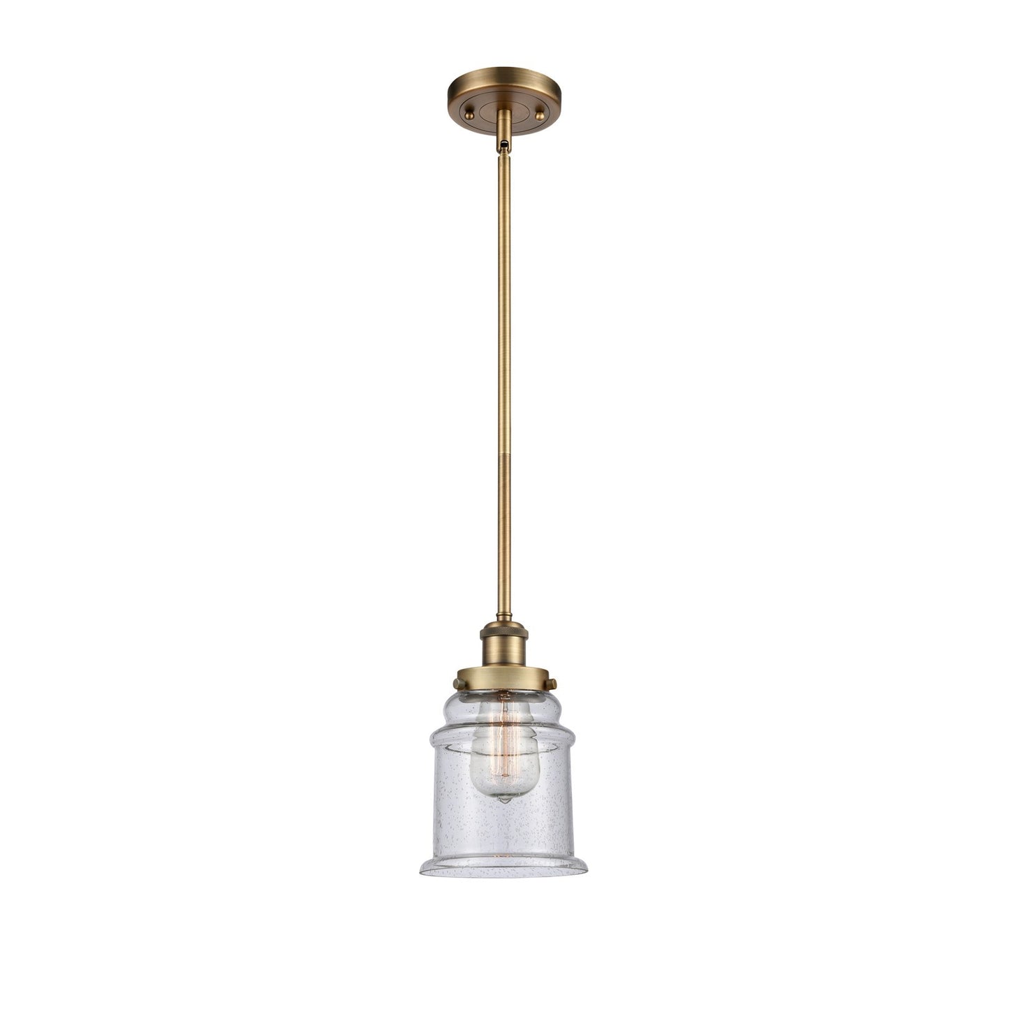 Innovations Canton 6in 1-Light Mini Pendant | Modern Transitional Brushed Brass and Seedy Glass | Kitchen Island & Dining Room | Model 916-1S-BB-G184