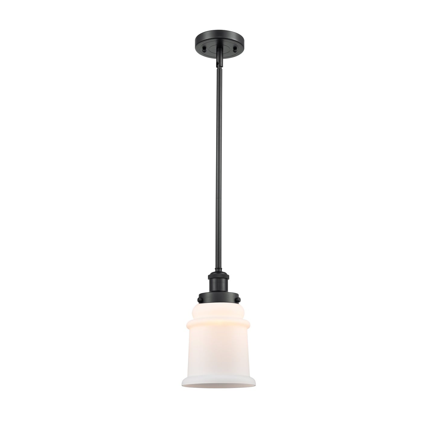 Innovations Canton 6in 1-Light Mini Pendant | Modern Matte Black Steel and Matte White Frosted Glass | Kitchen Island & Dining Room | Model 916-1S-BK-G181