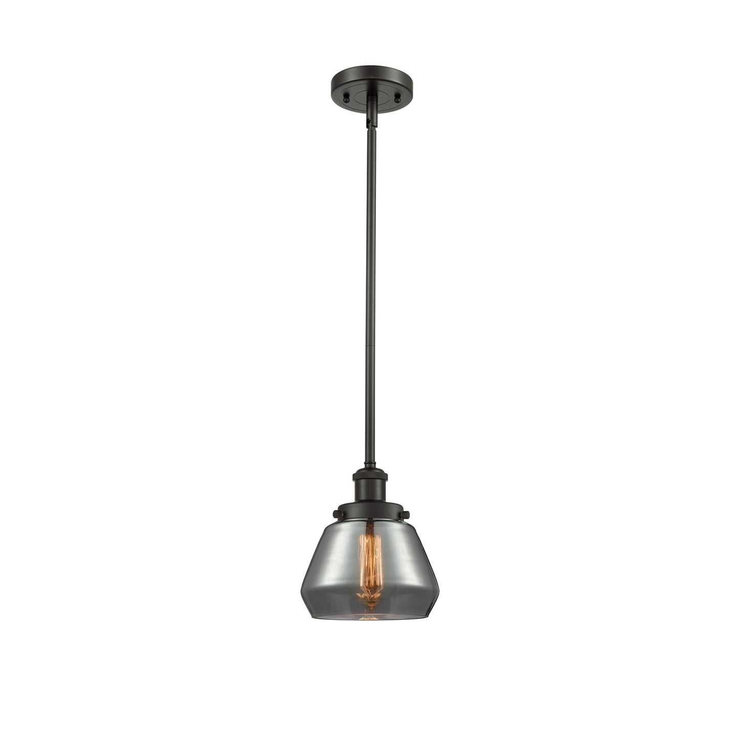 Innovations Fulton 7in 1-Light Mini Pendant | Modern Transitional Oil Rubbed Bronze Steel and Light Smoke Glass | Kitchen Island & | Model 916-1S-OB-G173