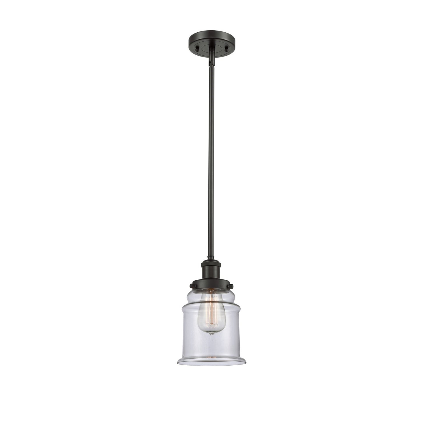 Innovations Canton 6in 1-Light Mini Pendant | Modern Contempo Oil Rubbed Bronze Steel and Clear Glass | Kitchen Island & Dining | Model 916-1S-OB-G182