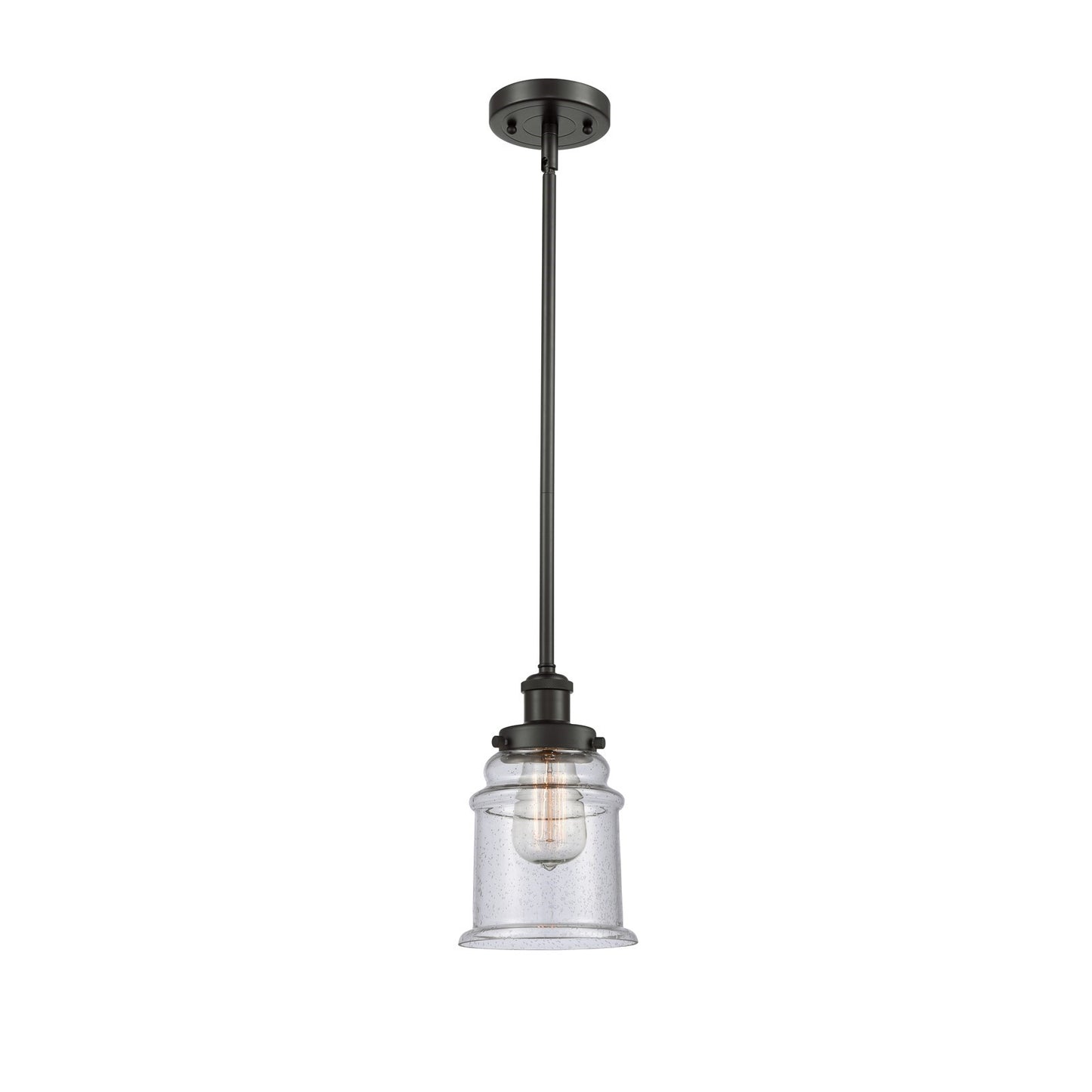 Innovations Canton 6in 1-Light Mini Pendant | Modern Contempo Oil Rubbed Bronze Steel and Seedy Glass | Kitchen Island & Dining | Model 916-1S-OB-G184