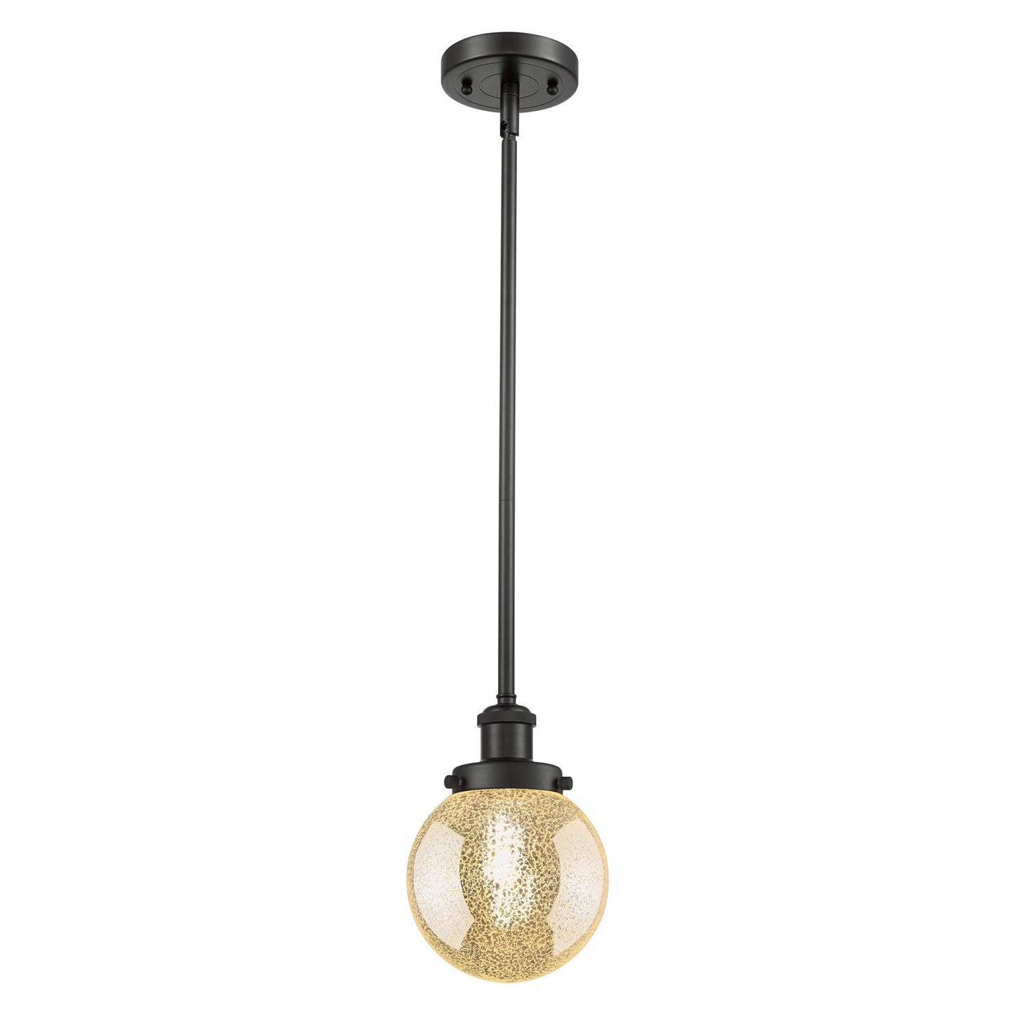 Innovations Beacon 6in 1-Light Mini Pendant | Oil Rubbed Bronze Steel and Mercury Glass Globe Shade | Kitchen Island & Dining | Model 916-1S-OB-G208-6