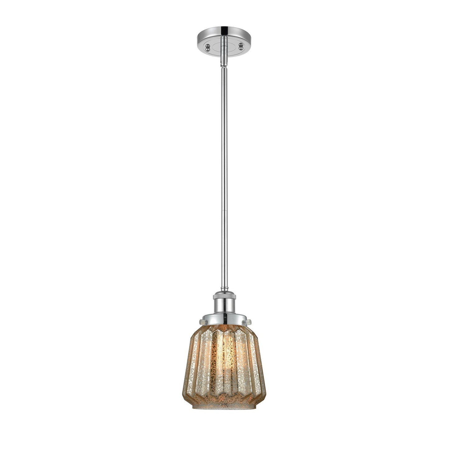 Innovations Chatham 7in 1-Light Mini Pendant | Modern Contemporary Polished Chrome and Mercury Ribbed Glass | Kitchen Island & | Model 916-1S-PC-G146