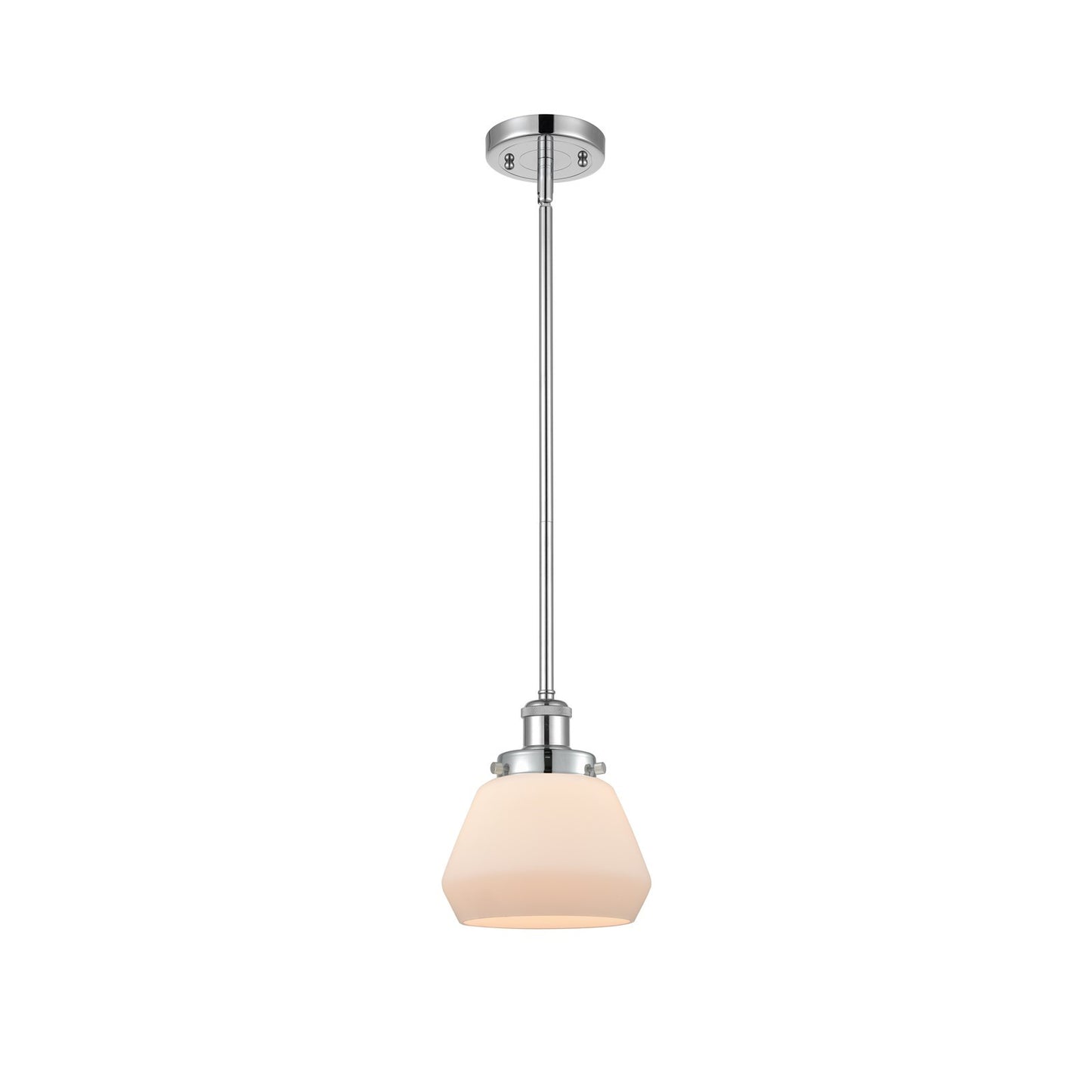 Innovations Fulton 7in 1-Light Mini Pendant | Modern Contemporary Polished Chrome and Matte White Frosted Glass | Kitchen Island & | Model 916-1S-PC-G171