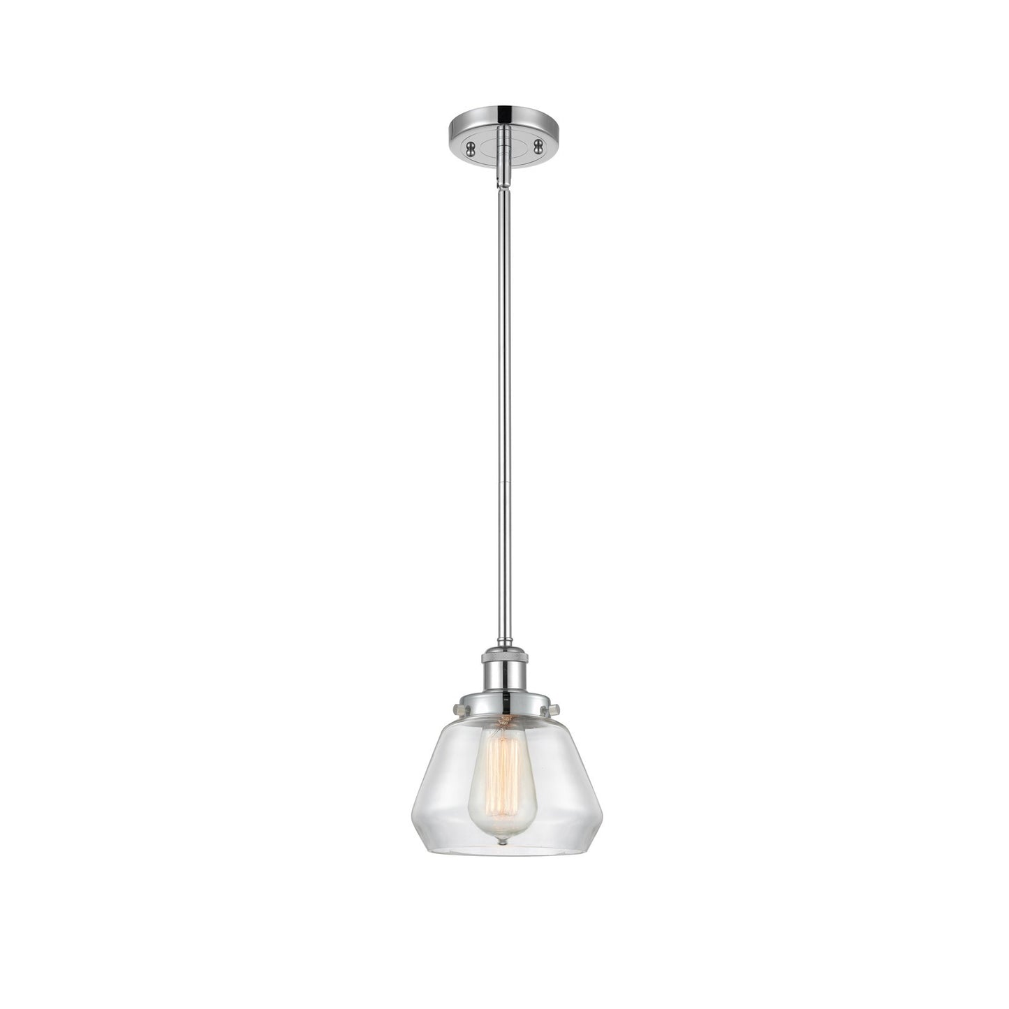 Innovations Fulton 7in 1-Light Mini Pendant | Modern Contemporary Polished Chrome and Clear Glass | Kitchen Island & Dining Room | Model 916-1S-PC-G172