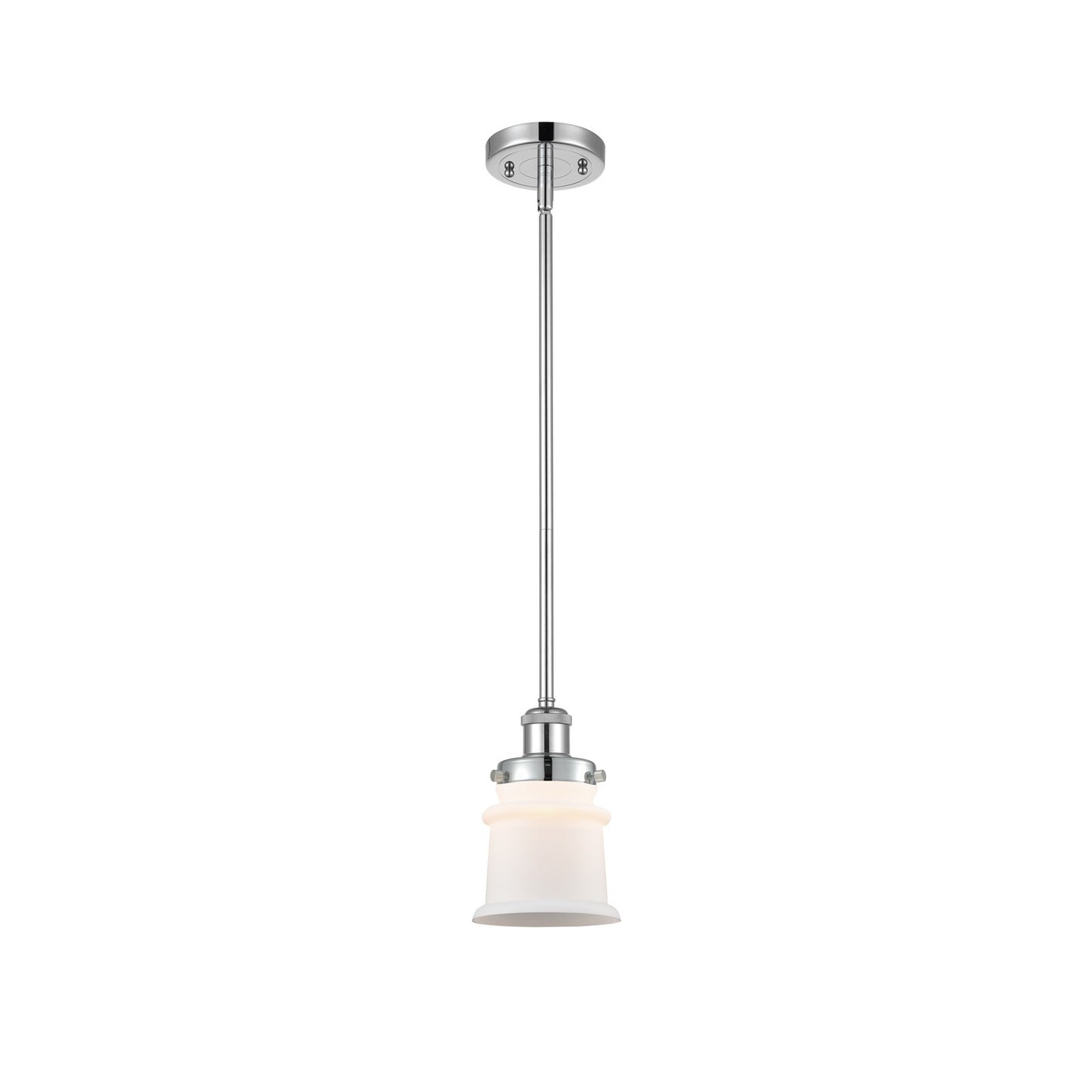 Innovations Canton 5.25in 1-Light Mini Pendant | Modern Contempo Polished Chrome and Matte White Frosted Glass | Kitchen Island & | Model 916-1S-PC-G181S