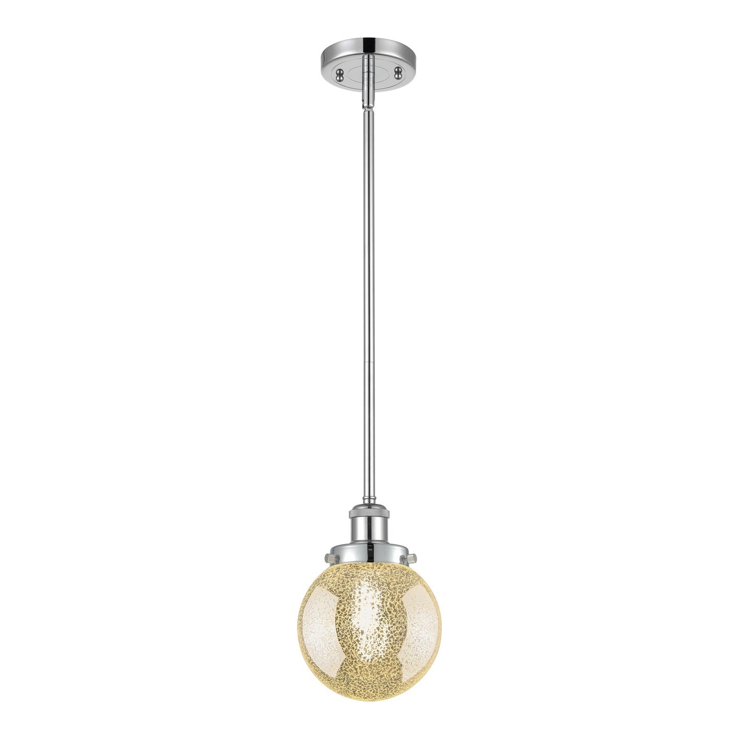 Innovations Beacon 6in 1-Light Mini Pendant | Modern Polished Chrome Steel and Mercury Seeded Glass | Kitchen Island & Dining | Model 916-1S-PC-G208-6