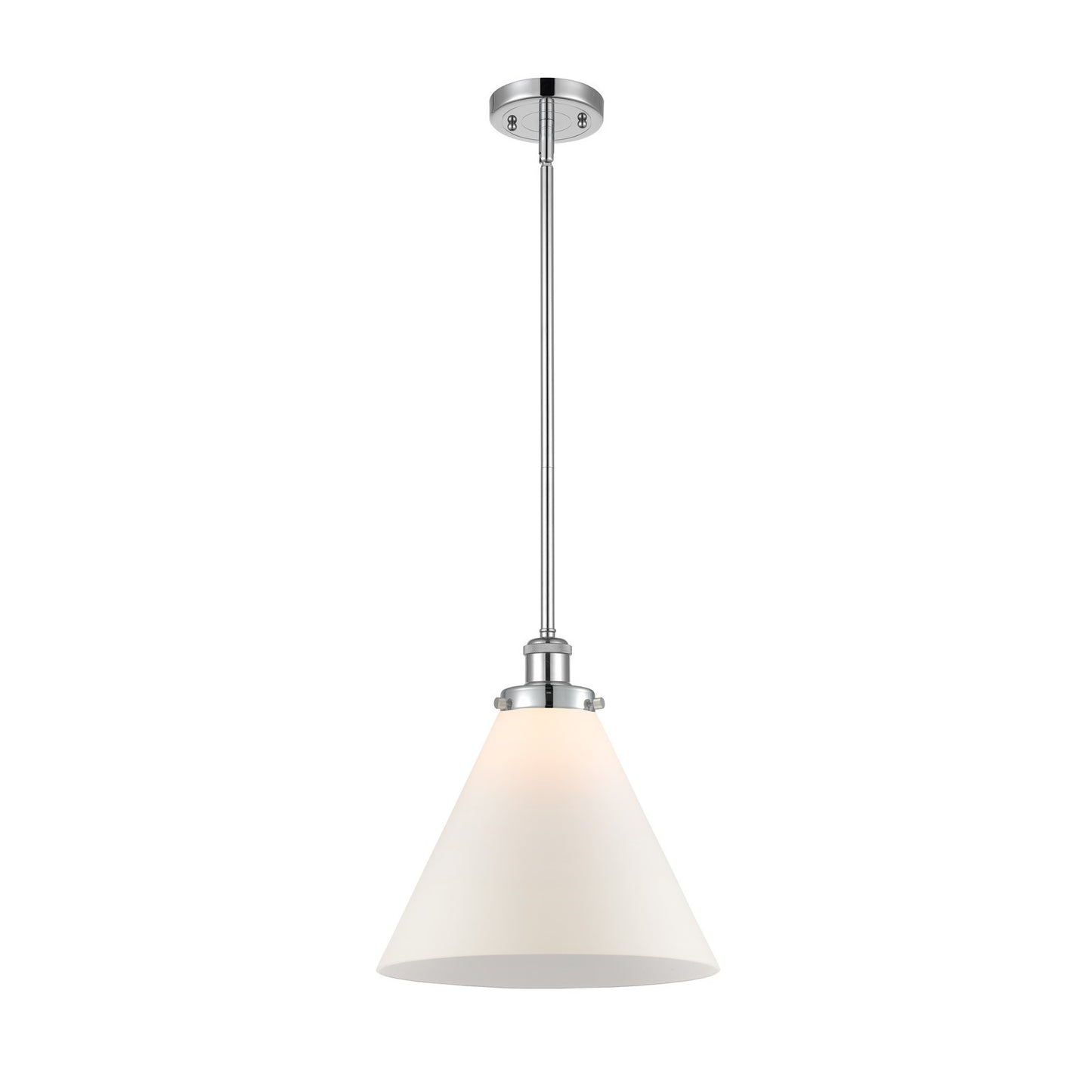 Innovations Cone 11.75in 1-Light Mini Pendant | Industrial Polished Chrome Steel and Matte White Frosted Glass | Kitchen | Model 916-1S-PC-G41-L-LED
