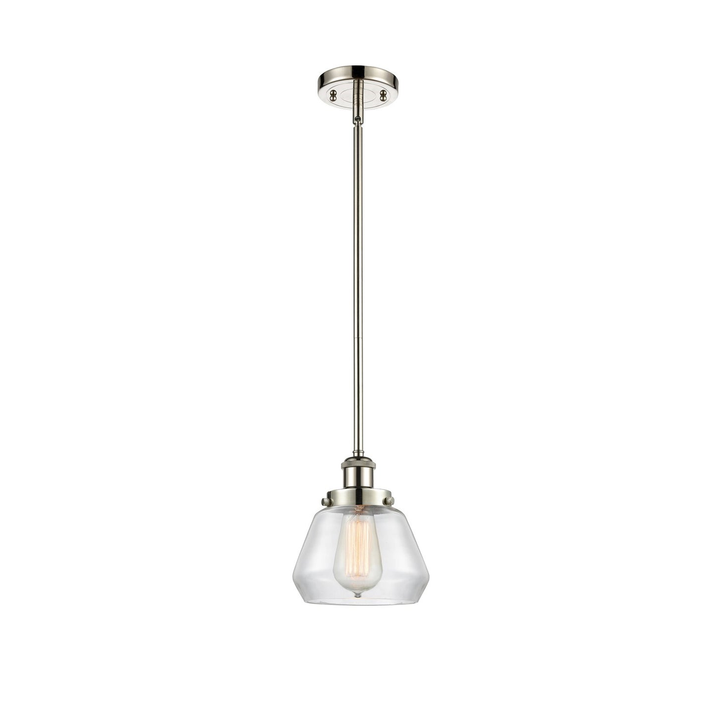 Innovations Fulton 7in 1-Light Mini Pendant | Modern Contempo Polished Nickel and Clear Glass | Kitchen Island & Dining Room | Model 916-1S-PN-G172