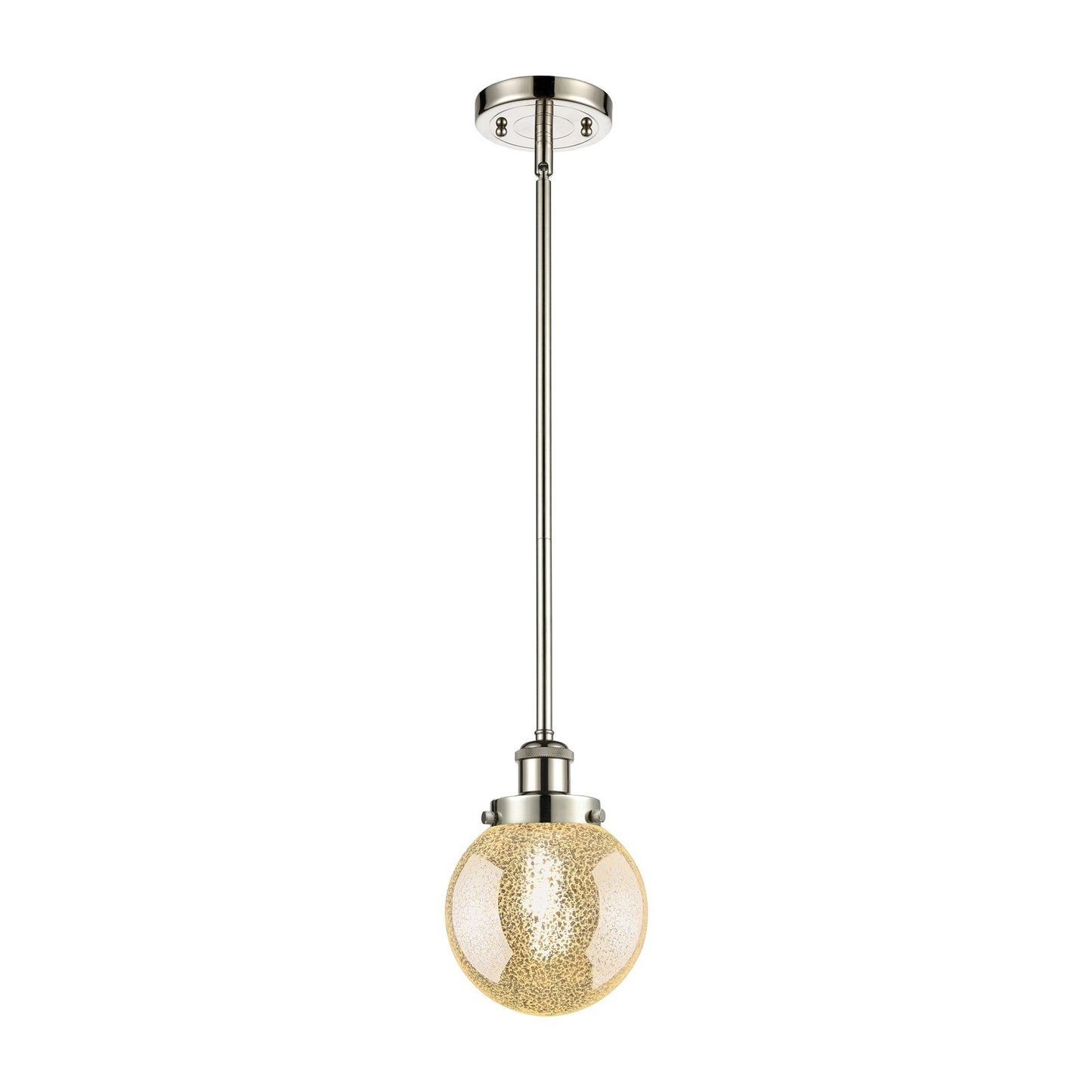 Innovations Beacon 6in 1-Light Mini Pendant | Modern Contempo Polished Nickel and Mercury Glass Globe/Orb Shade | Kitchen Island | Model 916-1S-PN-G208-6