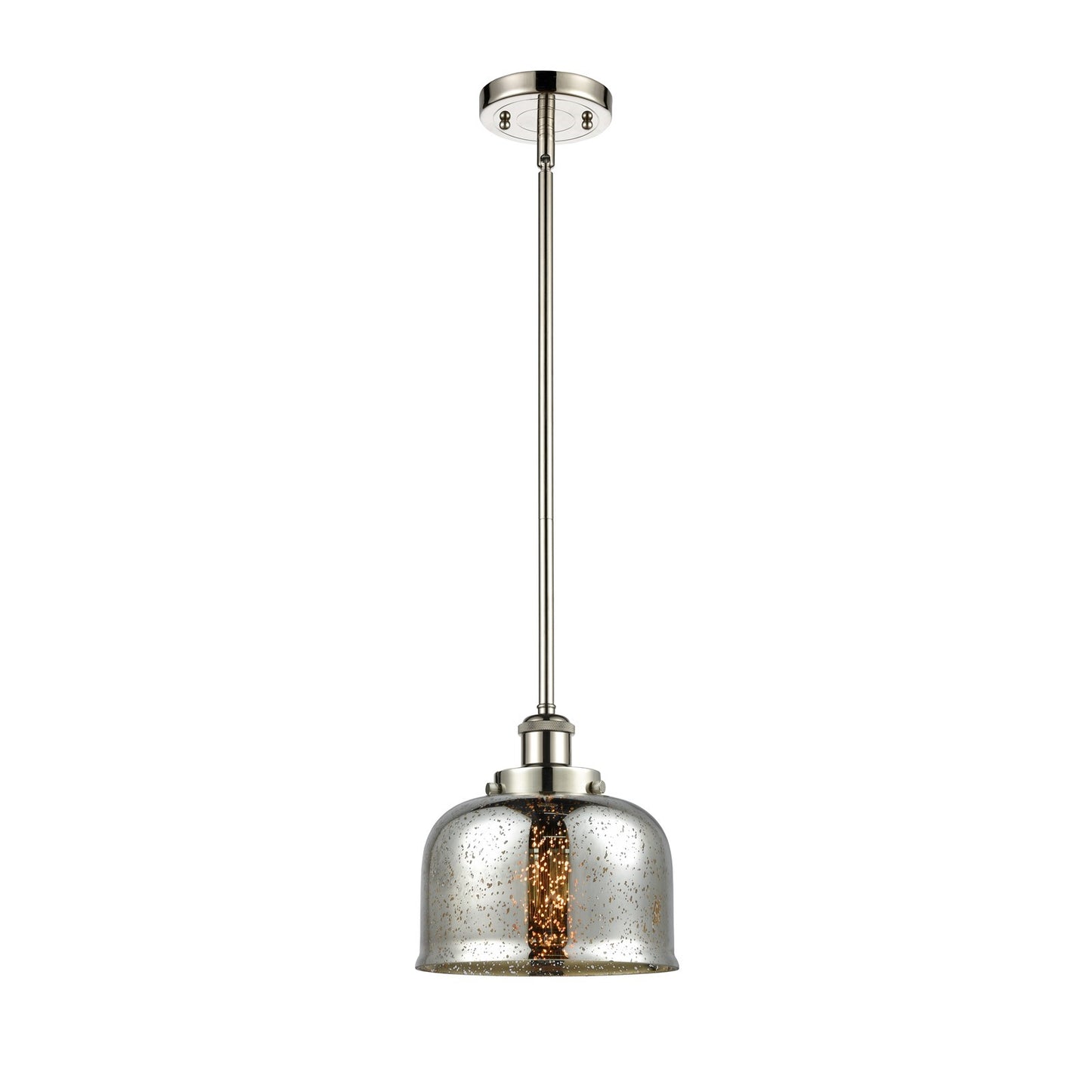 Innovations Bell 8in 1-Light LED Mini Pendant | Industrial Polished Nickel and Silver Plated Mercury Glass | Kitchen Island & | Model 916-1S-PN-G78-LED
