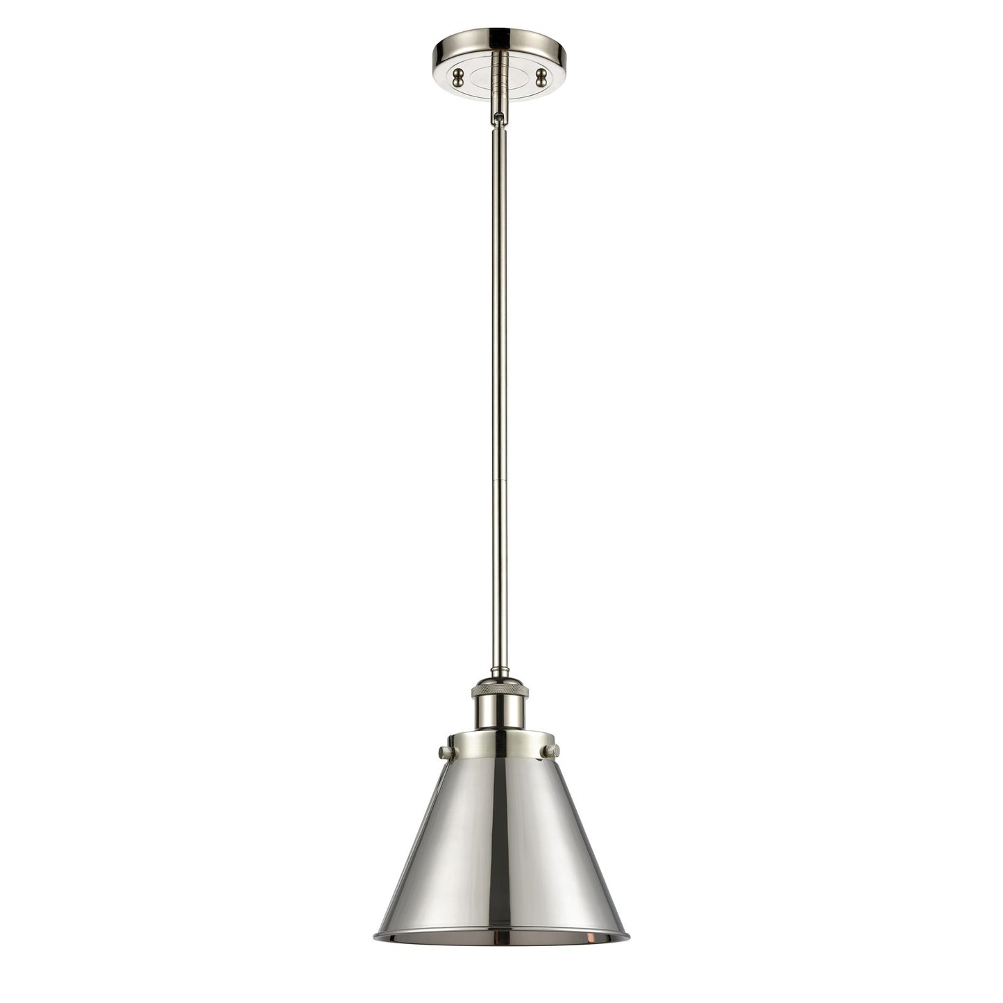 Innovations Appalachian 7in 1-Light LED Mini Pendant | Industrial Polished Nickel Metal Cone Shade | Kitchen Island & Dining | Model 916-1S-PN-M13-PN-LED
