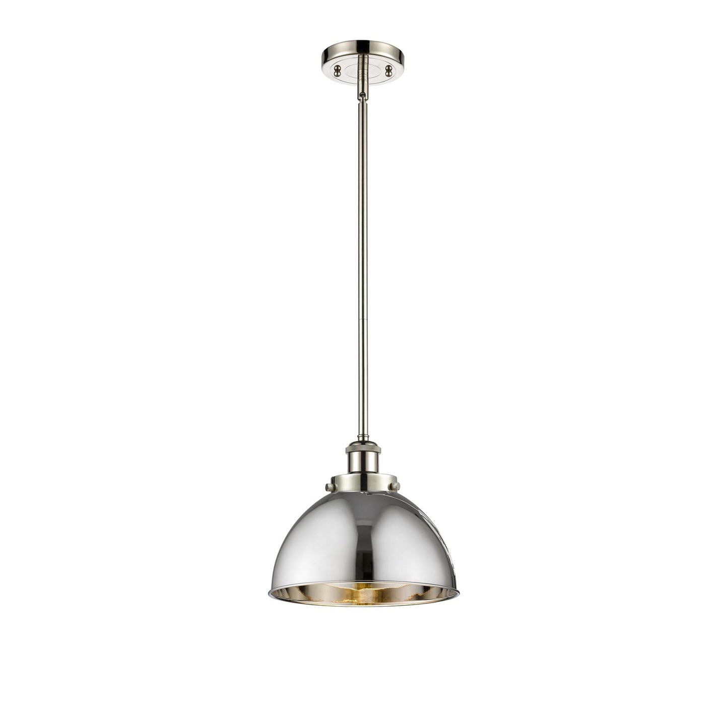 Innovations Derby 10in 1-Light Pendant | Industrial Polished Nickel Steel and Polished Nickel Metal Shade | Kitchen Island & | Model 916-1S-PN-MFD-10-PN