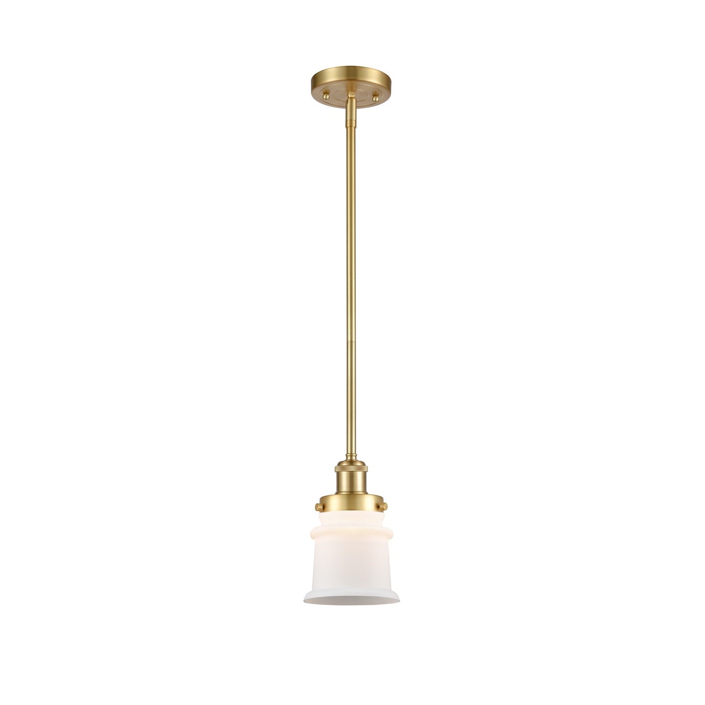 Innovations Canton 5.25in 1-Light Mini Pendant | Modern Satin Gold Steel and Matte White Frosted Glass | Kitchen Island & Dining | Model 916-1S-SG-G181S