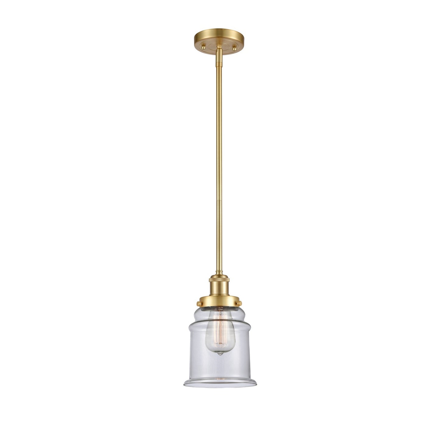 Innovations Canton 6in 1-Light Mini Pendant | Modern Satin Gold Steel and Clear Glass | Kitchen Island & Dining Room | Model 916-1S-SG-G182