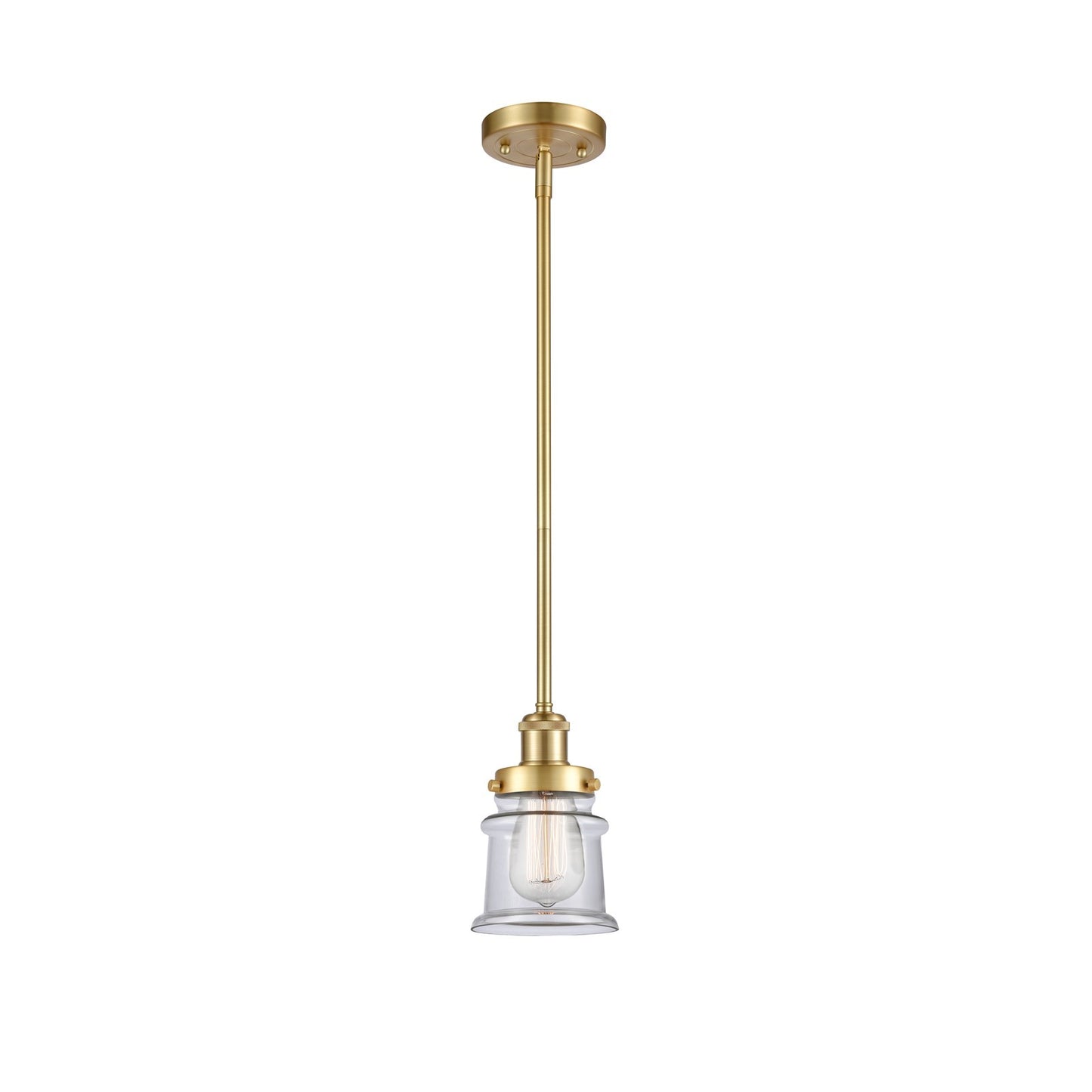 Innovations Canton 5.25in 1-Light Mini Pendant | Modern Satin Gold Steel and Clear Glass | Kitchen Island & Dining Room | Model 916-1S-SG-G182S