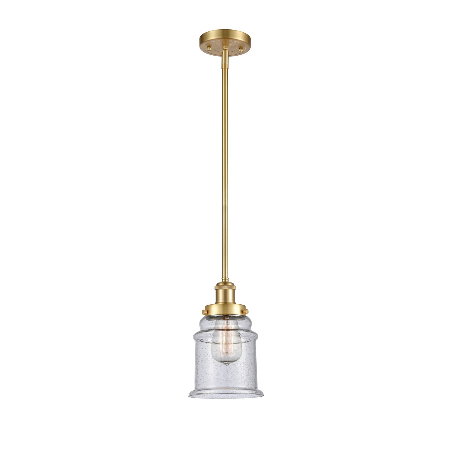 Innovations Canton 6in 1-Light Mini Pendant | Modern Satin Gold Steel and Seedy Glass | Kitchen Island & Dining Room | Model 916-1S-SG-G184
