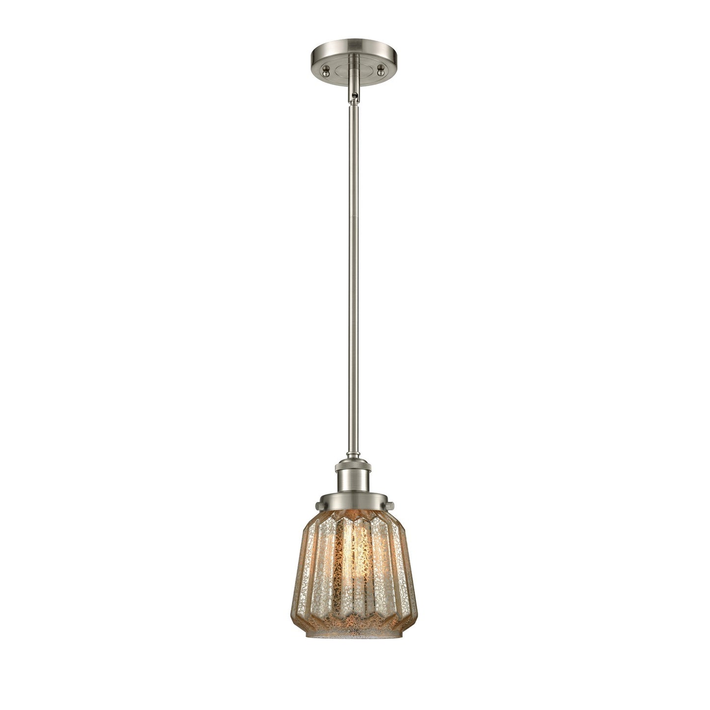 Innovations Chatham 7in 1-Light Mini Pendant | Modern Contemporary Brushed Satin Nickel and Mercury Ribbed Glass | Kitchen Island & | Model 916-1S-SN-G146