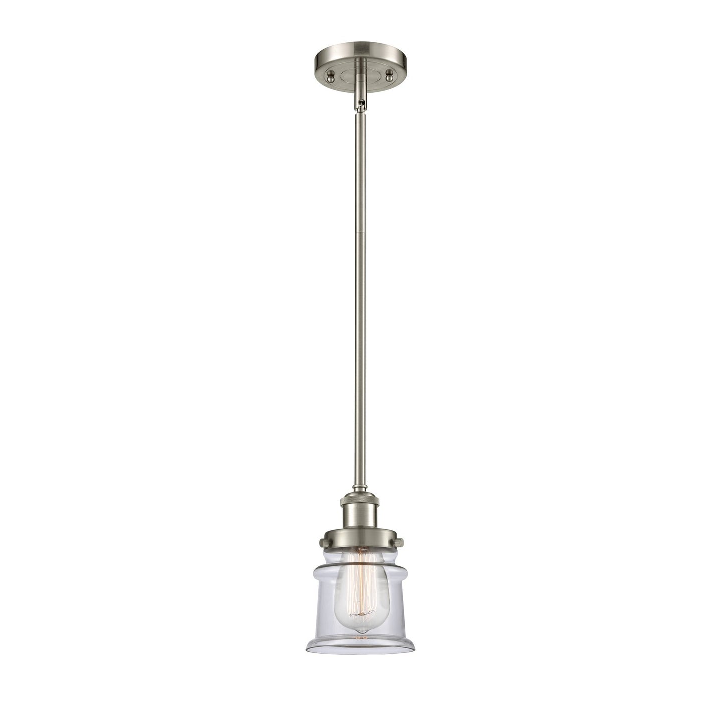 Innovations Canton 5.25in 1-Light Mini Pendant | Modern Brushed Satin Nickel and Clear Glass | Kitchen Island & Dining Room | Model 916-1S-SN-G182S