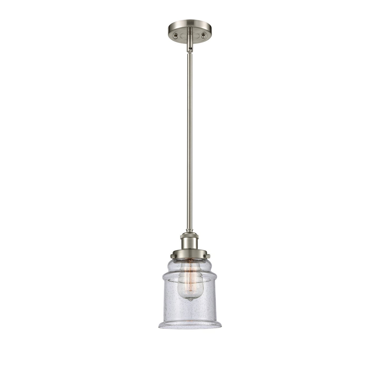 Innovations Canton 6in 1-Light Mini Pendant | Brushed Satin Nickel Steel and Seedy Glass | Kitchen Island & Dining Room | Model 916-1S-SN-G184