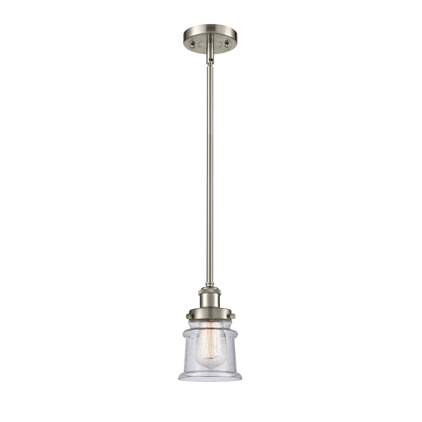 Innovations Canton 5.25in 1-Light Mini Pendant | Brushed Satin Nickel Steel and Seedy Glass | Kitchen Island & Dining Room | Model 916-1S-SN-G184S