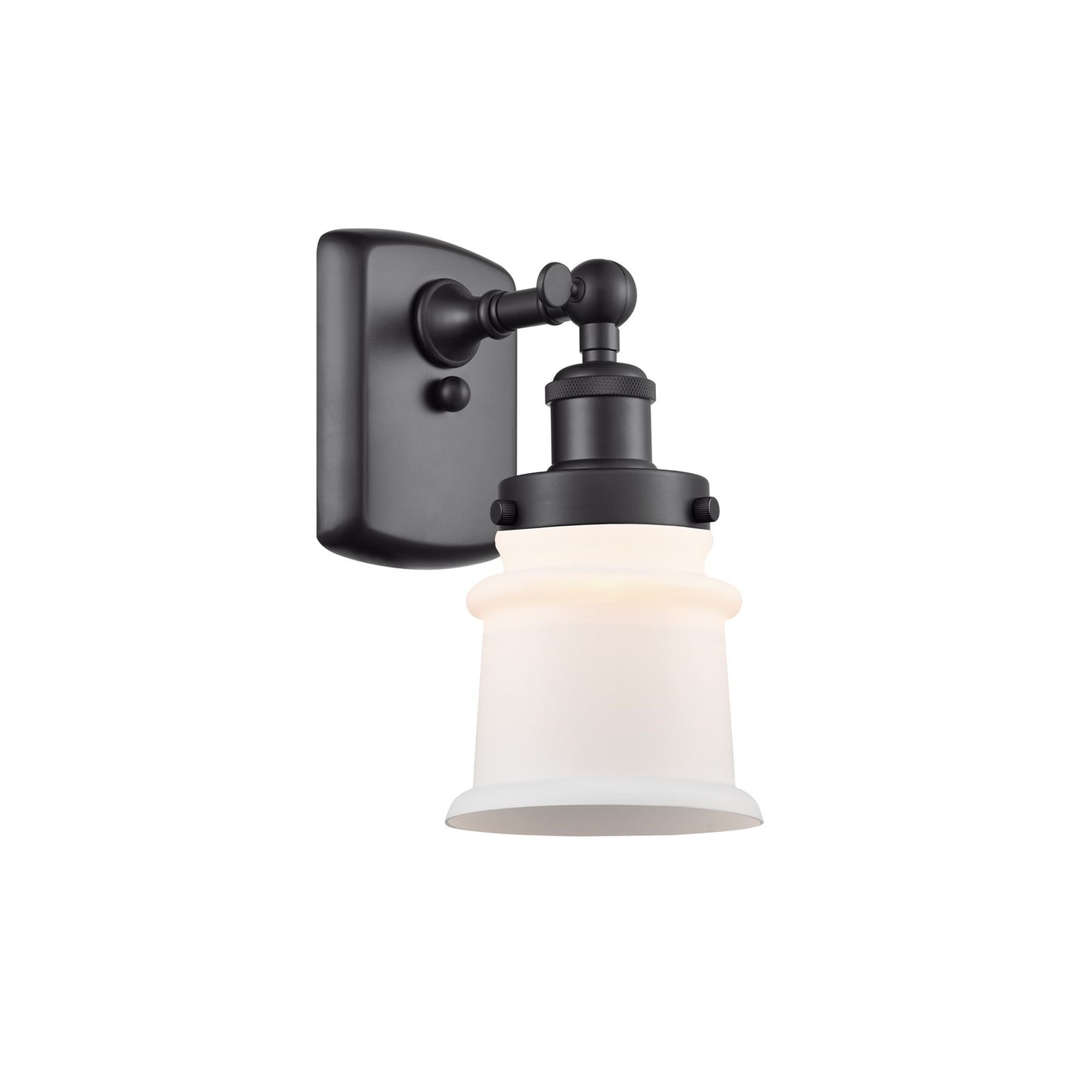 Innovations Canton 5.25in 1-Light Wall Sconce | Modern Transitional Matte Black Steel and Matte White Frosted Glass | Hallway & | Model 916-1W-BK-G181S