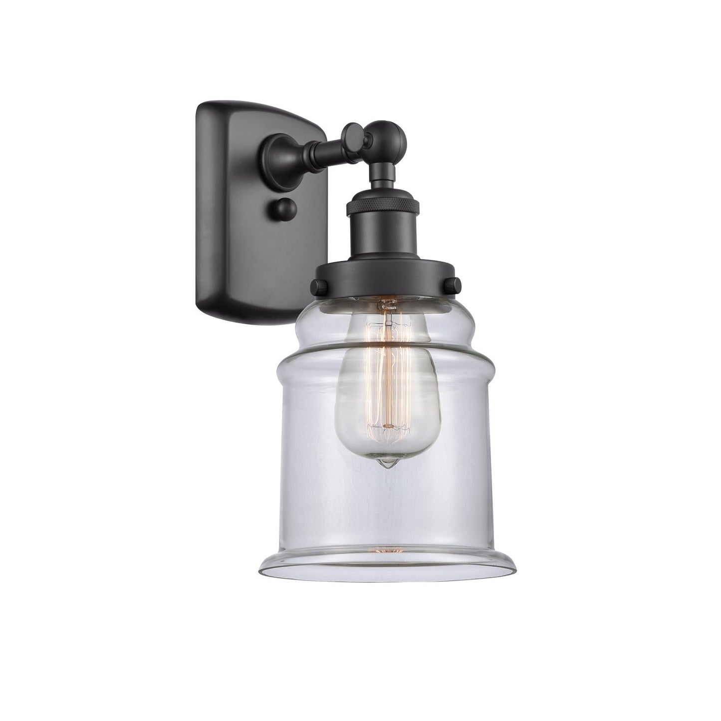 Innovations Canton 6in 1-Light Wall Sconce | Modern Contempo Matte Black Steel and Clear Glass | Hallway & Bathroom Accent | Model 916-1W-BK-G182