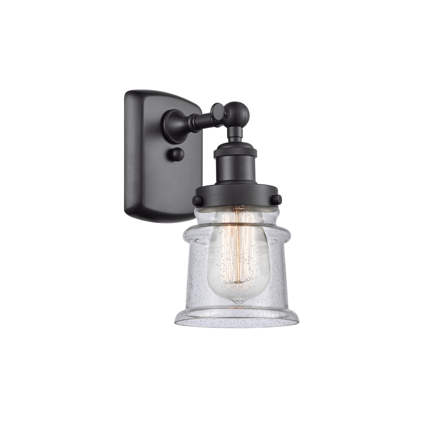 Innovations Canton 5.25in 1-Light Wall Sconce | Modern Contempo Matte Black Steel and Seedy Glass | Hallway & Bathroom Accent | Model 916-1W-BK-G184S