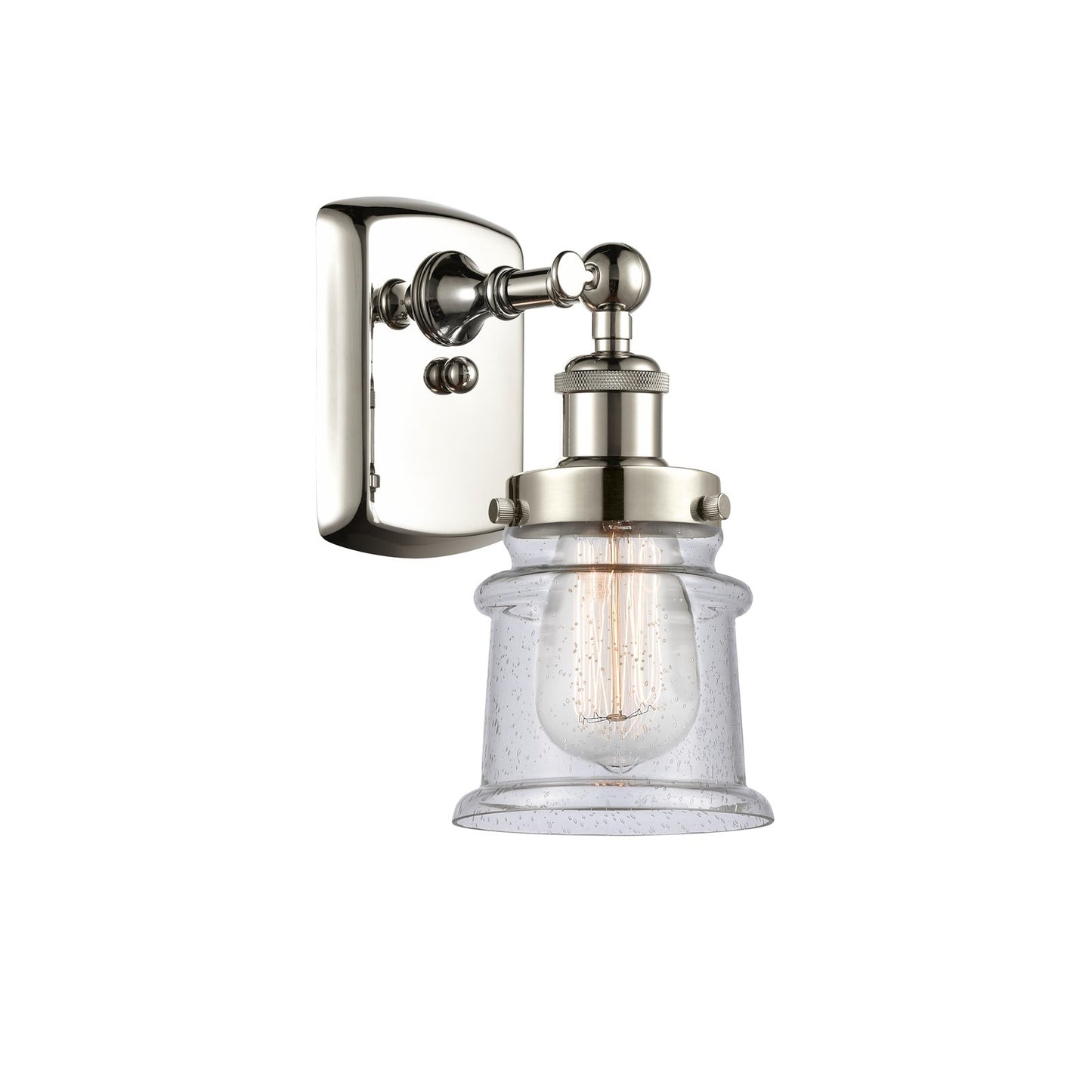 Innovations Canton 5.25in 1-Light Wall Sconce | Modern Transitional Polished Nickel and Seedy Glass Schoolhouse Shade | Bathroom & | Model 916-1W-PN-G184S