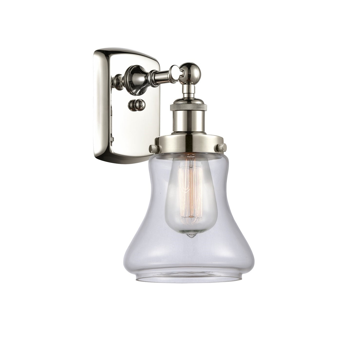 Innovations Bellmont 6.12in 1-Light Wall Sconce | Modern Transitional Polished Nickel and Clear Glass Schoolhouse Shade | Bathroom | Model 916-1W-PN-G192
