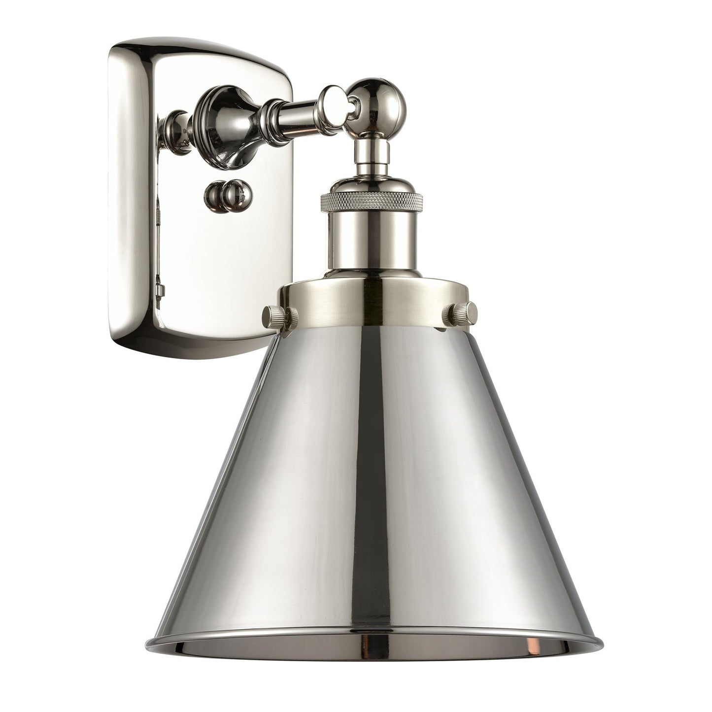 Innovations Appalachian 7in 1-Light Wall Sconce | Industrial Farmhouse Polished Nickel Metal Shade | Hallway & Bathroom Accent | Model 916-1W-PN-M13-PN