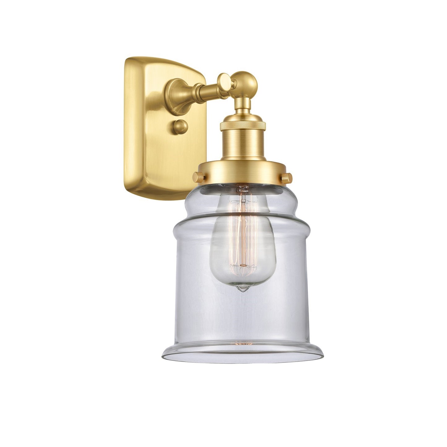 Innovations Canton 6in 1-Light Wall Sconce | Modern Transitional Satin Gold Steel and Clear Glass | Hallway & Bathroom Accent | Model 916-1W-SG-G182