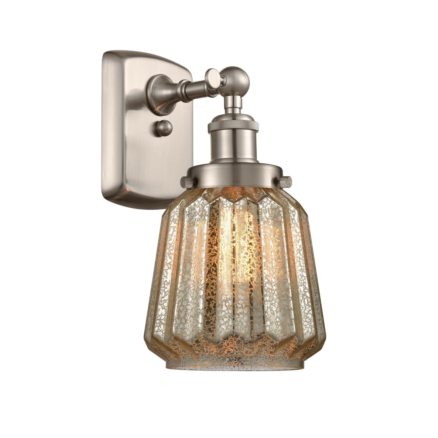 Innovations Chatham 7in 1-Light Wall Sconce | Modern Contemporary Brushed Satin Nickel and Mercury Ribbed Glass | Hallway & | Model 916-1W-SN-G146