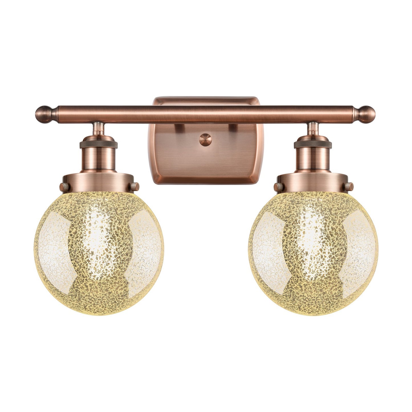 Innovations Beacon 16in 2-Light Bath Vanity Light | Modern Contempo Antique Copper Steel and Mercury Glass | Bathroom Vanity | Model 916-2W-AC-G208-6