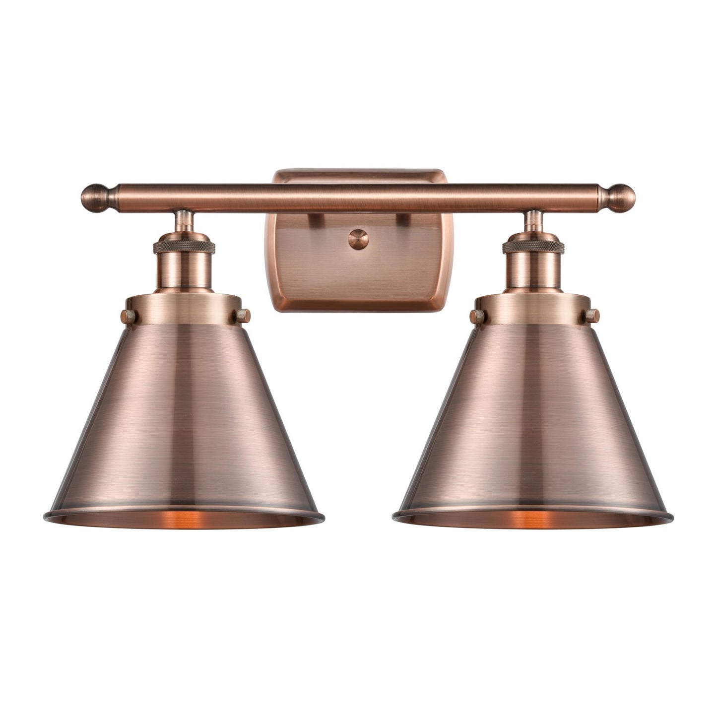Innovations Appalachian 16in 2-Light Bath Vanity Light | Industrial Farmhouse Antique Copper Metal Shade | Bathroom Vanity | Model 916-2W-AC-M13-AC