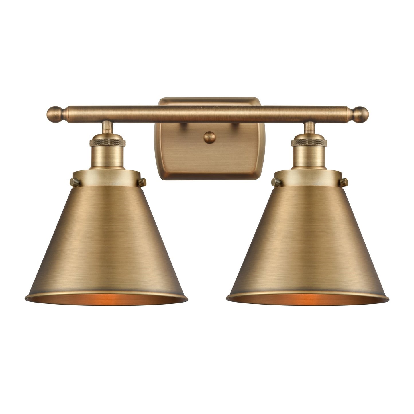 Innovations Appalachian 16in 2-Light Bath Vanity Light | Industrial Brushed Brass Metal Shade | Bathroom Vanity | 16 x 10.5 in | Model 916-2W-BB-M13-BB