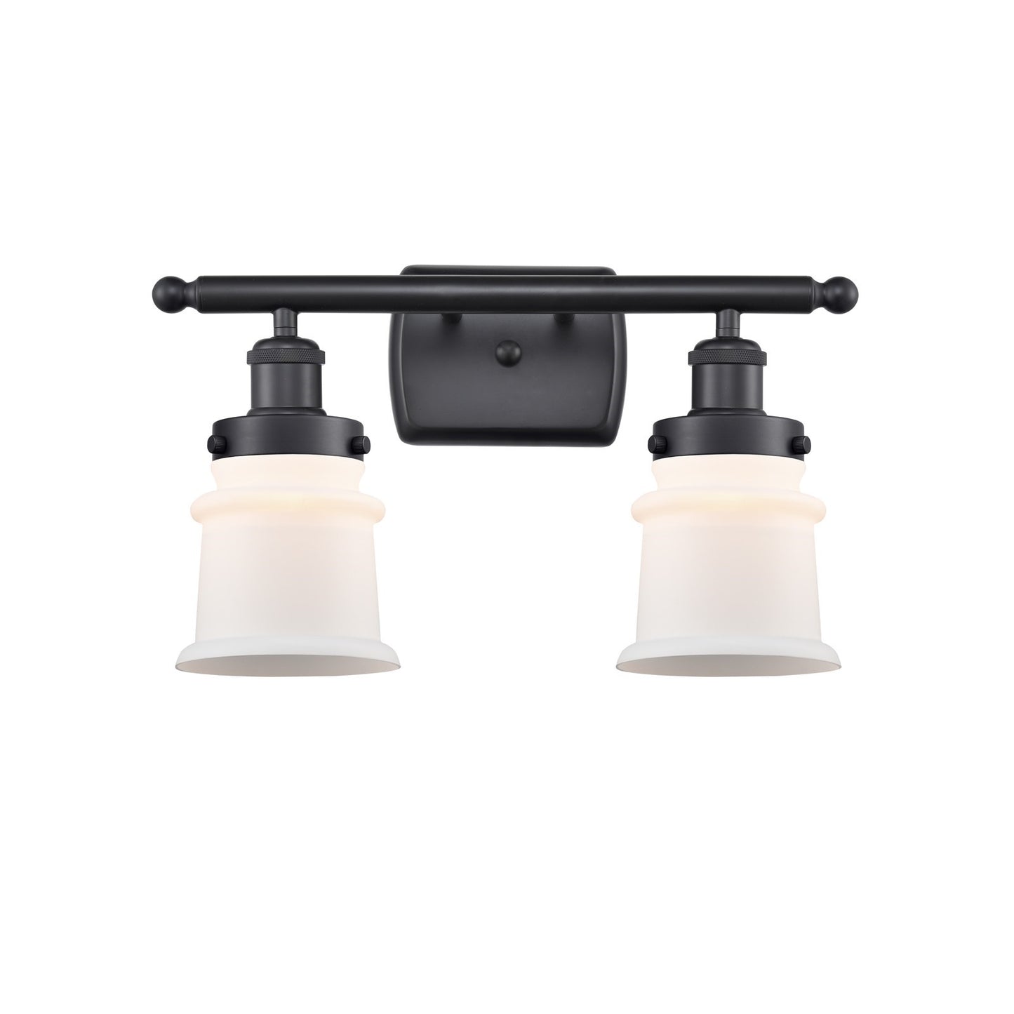 Innovations Canton 15.25in 2-Light Bath Vanity | Modern Transitional Matte Black Steel and Frosted Glass | Bathroom & Powder Room | Model 916-2W-BK-G181S