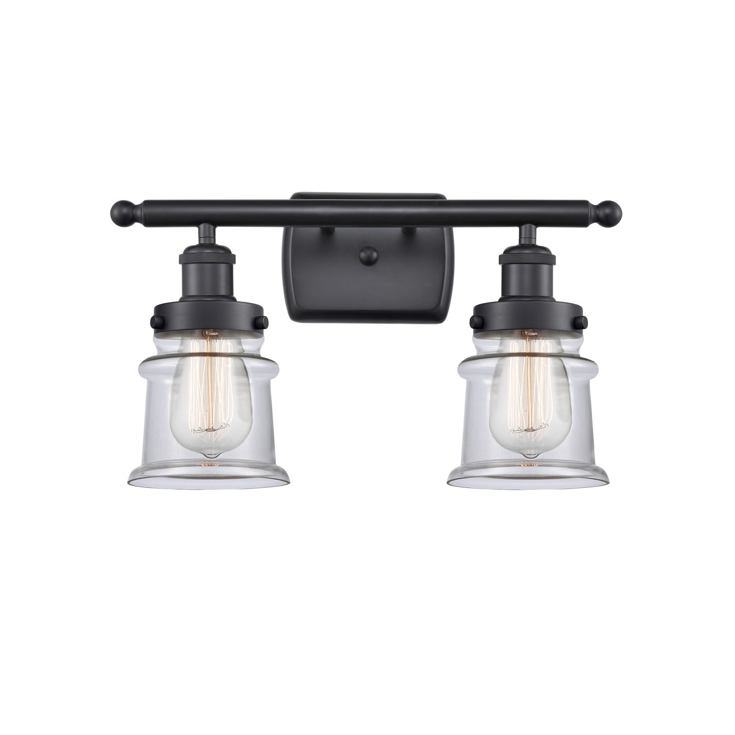 Innovations Canton 15.25in 2-Light Bath Vanity Light | Modern Transitional Matte Black and Clear Glass | Bathroom Vanity | Model 916-2W-BK-G182S