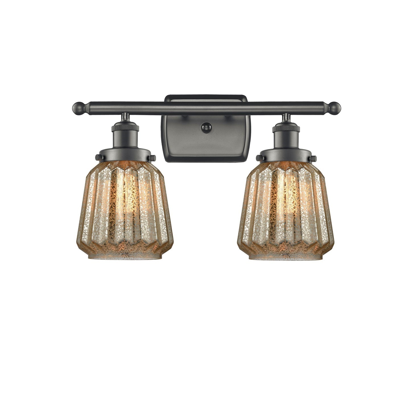 Innovations Chatham 17in 2-Light Bath Vanity | Modern Transitional Oil Rubbed Bronze Steel and Mercury Ribbed Glass | Bathroom | Model 916-2W-OB-G146