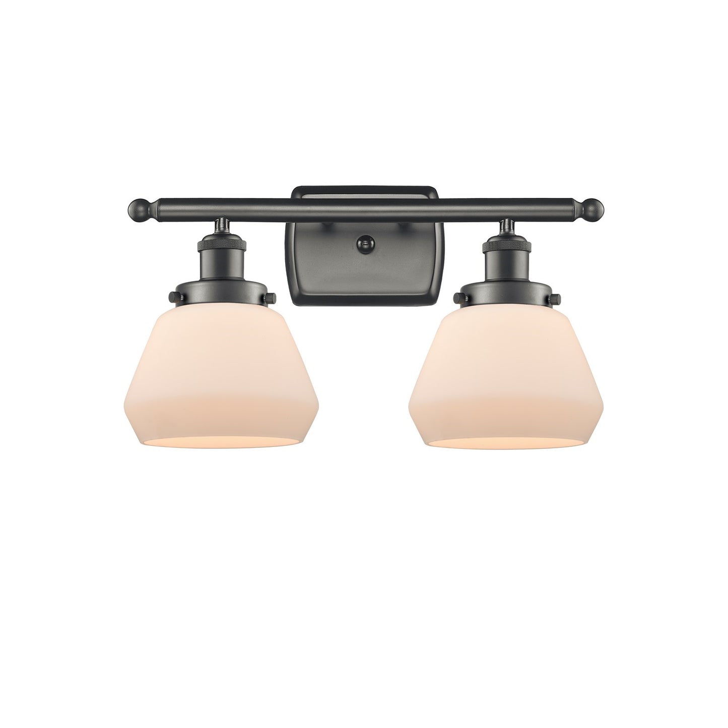 Innovations Fulton 17in 2-Light Bath Vanity Light | Modern Transitional Oil Rubbed Bronze and Matte White Frosted Glass | Kitchen | Model 916-2W-OB-G171