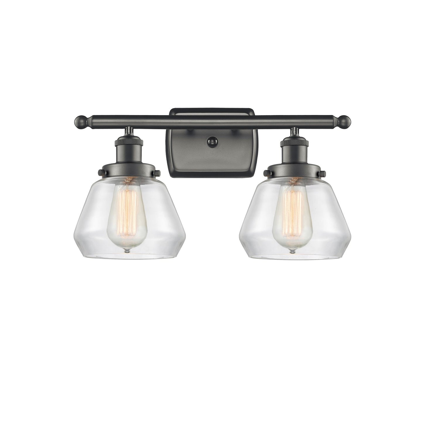 Innovations Fulton 17in 2-Light Bath Vanity Light | Modern Transitional Oil Rubbed Bronze and Clear Glass | Kitchen Island & | Model 916-2W-OB-G172