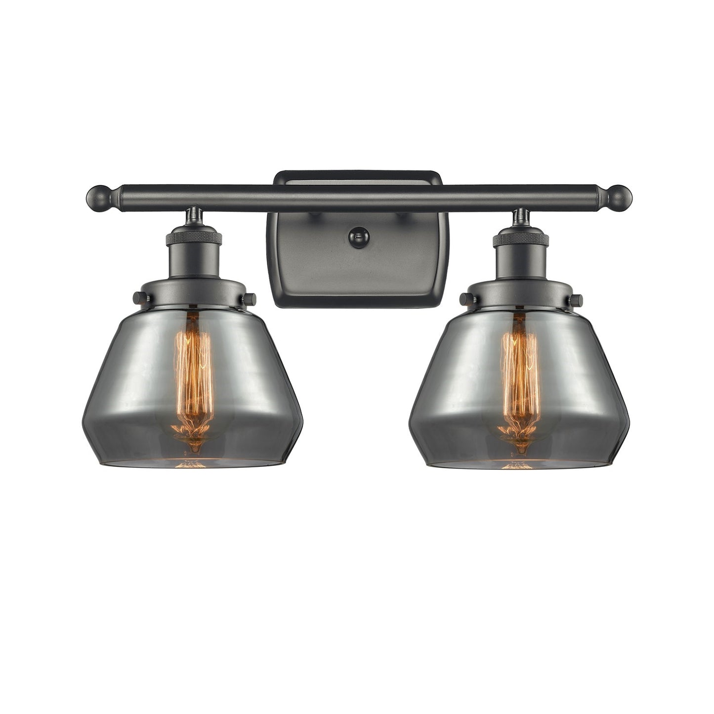 Innovations Fulton 17in 2-Light Bath Vanity Light | Modern Transitional Oil Rubbed Bronze and Light Smoke Glass | Kitchen Island & | Model 916-2W-OB-G173