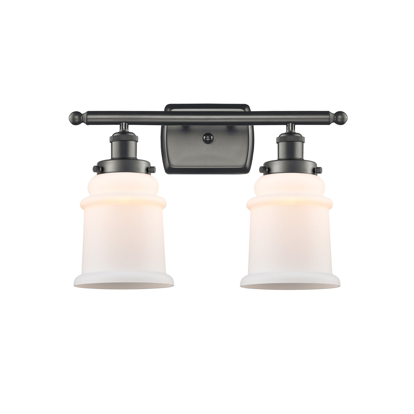 Innovations Canton 16in 2-Light Bath Vanity Light | Modern Transitional Oil Rubbed Bronze and Matte White Frosted Glass | Kitchen | Model 916-2W-OB-G181