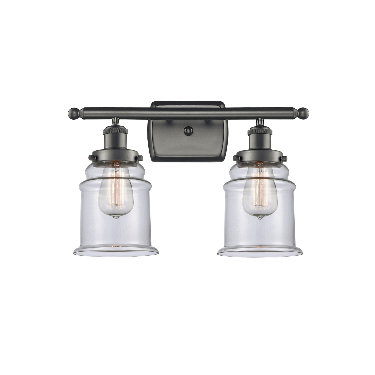 Innovations Canton 16in 2-Light Bath Vanity Light | Modern Contempo Oil Rubbed Bronze Steel and Clear Glass | Bathroom Vanity | Model 916-2W-OB-G182