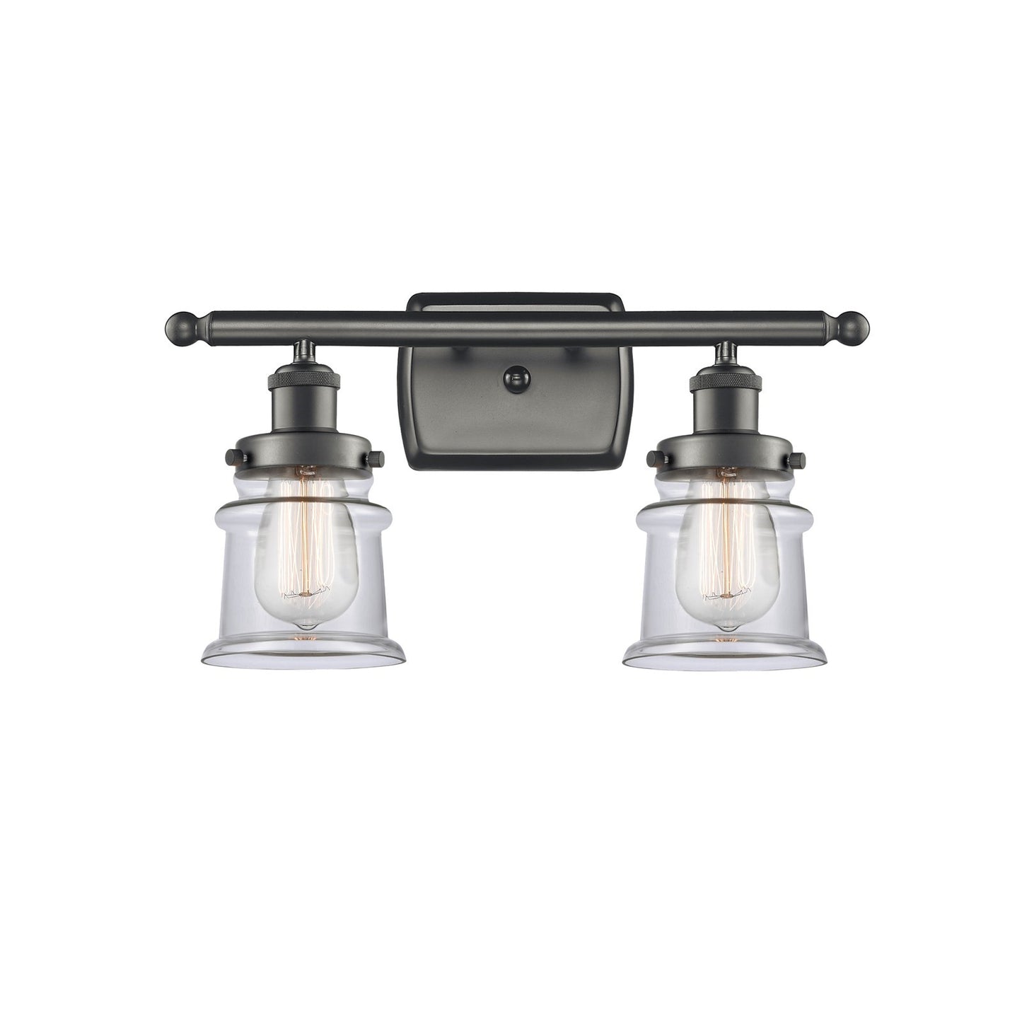 Innovations Canton 15.25in 2-Light Bath Vanity Light | Modern Contempo Oil Rubbed Bronze Steel and Clear Glass | Bathroom Vanity | Model 916-2W-OB-G182S